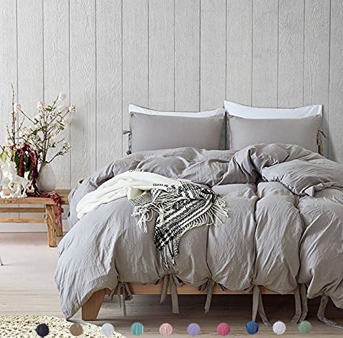 Bowknot Bow Tie Ribbon Butterfly Bowtie Duvet Cover Set Meaning4 Polyester Full or Queen Size Light Gray or Grey 3 pcs(1 duvetcover +2 pillowcase)