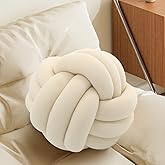 Ivory Knot Pillow Ball, Decorative Throw Pillow, Soft Round Knotted Cushion for Couch & Bedroom, Cute Home Decor, Braided Pillow for Living Room Valentines Day Gifts (7.87 Inches)