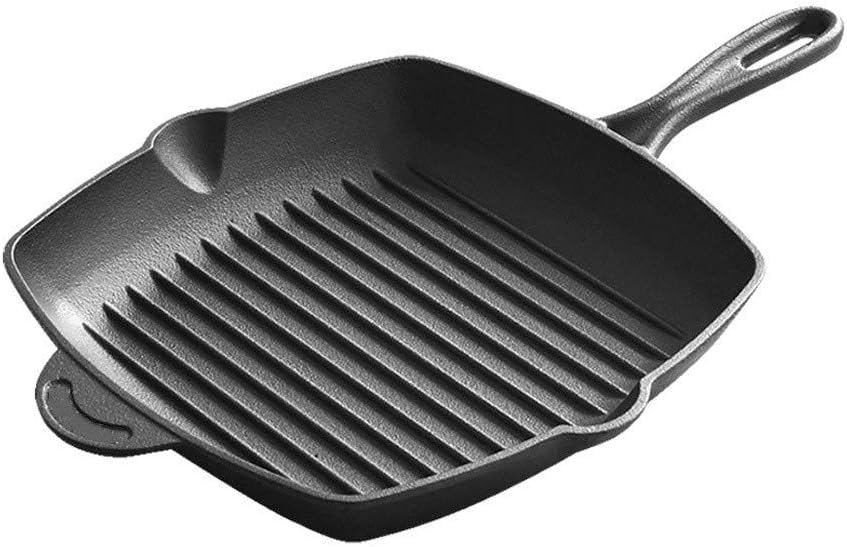 Cast Iron Square Grill Pan With Steak Frying Pan, Striped Pot Uncoated Thick Cast Iron Pot Pan Is Not Sticky For Home And Outdoor Cooking