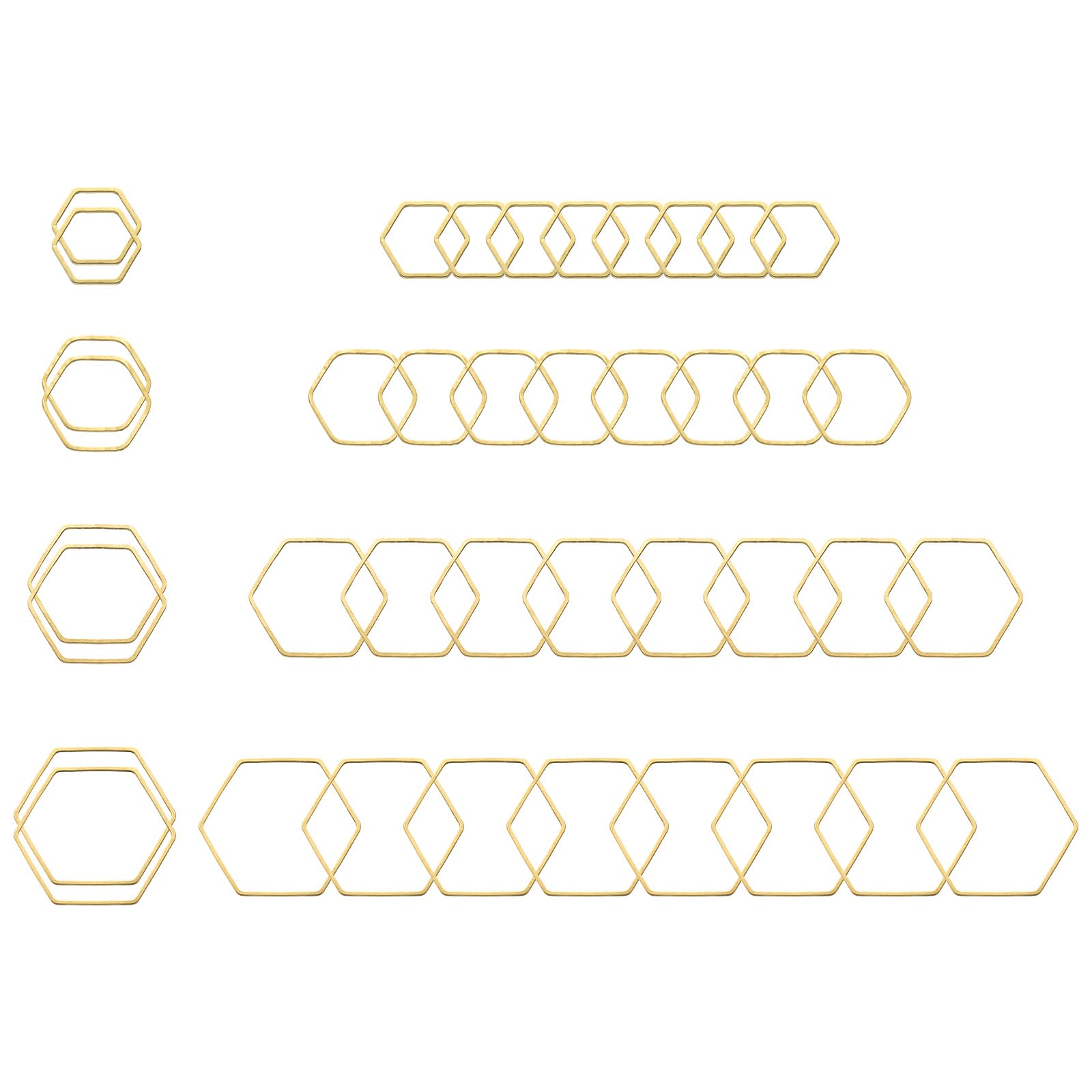 PATIKIL 80Pcs Open Bezel, 4 Sizes Hexagon Resin Bezels Charm Pendants Open Back Bezels Alloy Hollow Frame Bulk, Gold Tone