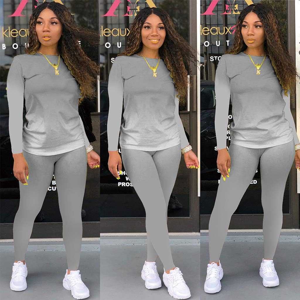 Tie Dye Women 2 Piece Outfits for Women Sexy Bodycon Outfits Plus Size Tracksuits Crewneck Long Sleeve T Shirts Pant Set Grey L at  Women’s Clothing store