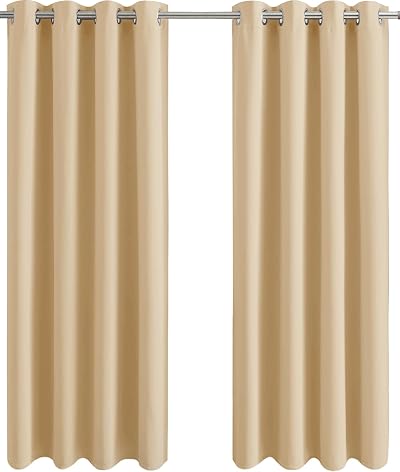 Aspire Homeware Blackout Curtains 66x90 Cream Thermal Eyelet 2 Panels