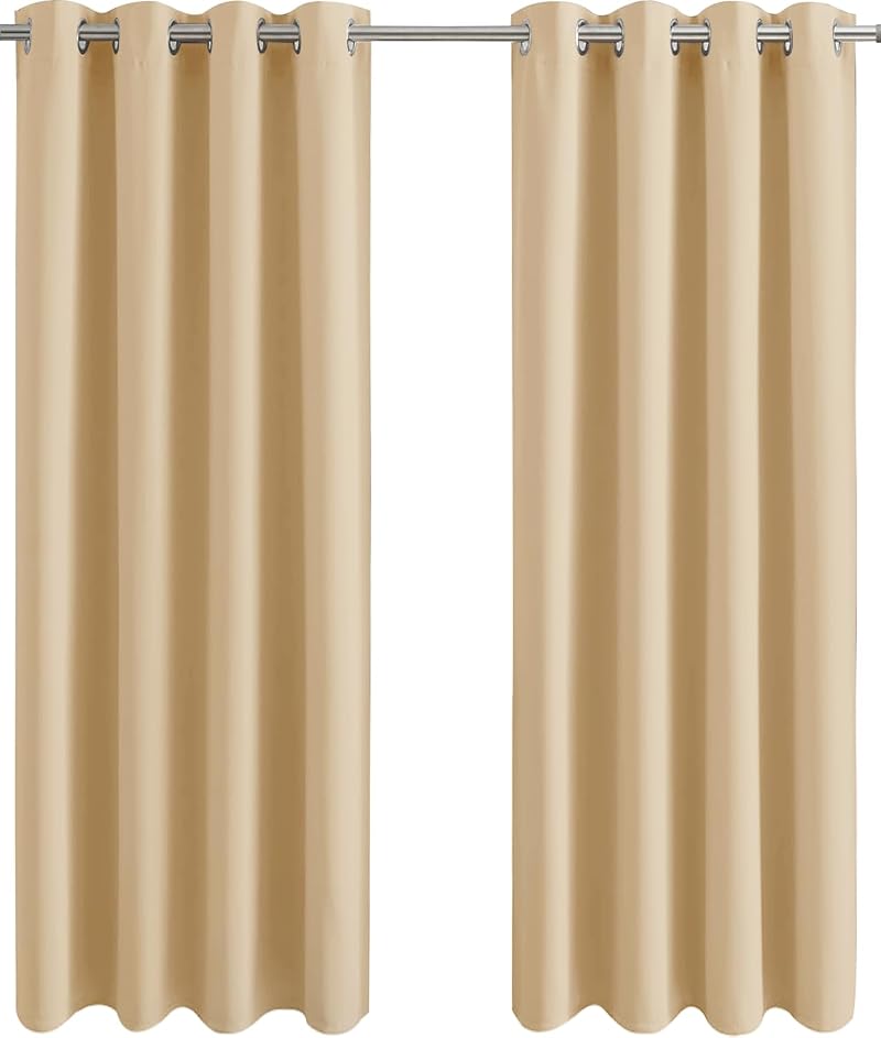 Aspire Homeware Blackout Curtains 66x90 Cream Thermal Eyelet 2 Panels