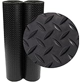 Rubber-Cal Diamond-Plate Rubber Flooring Rolls - 3 mm x 4 ft x 3 ft Rolls - Black