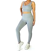 SARDONIX SRDX Women 2 Piece Seamless Workout Outfit activewear tops gym Yoga Leggings Set