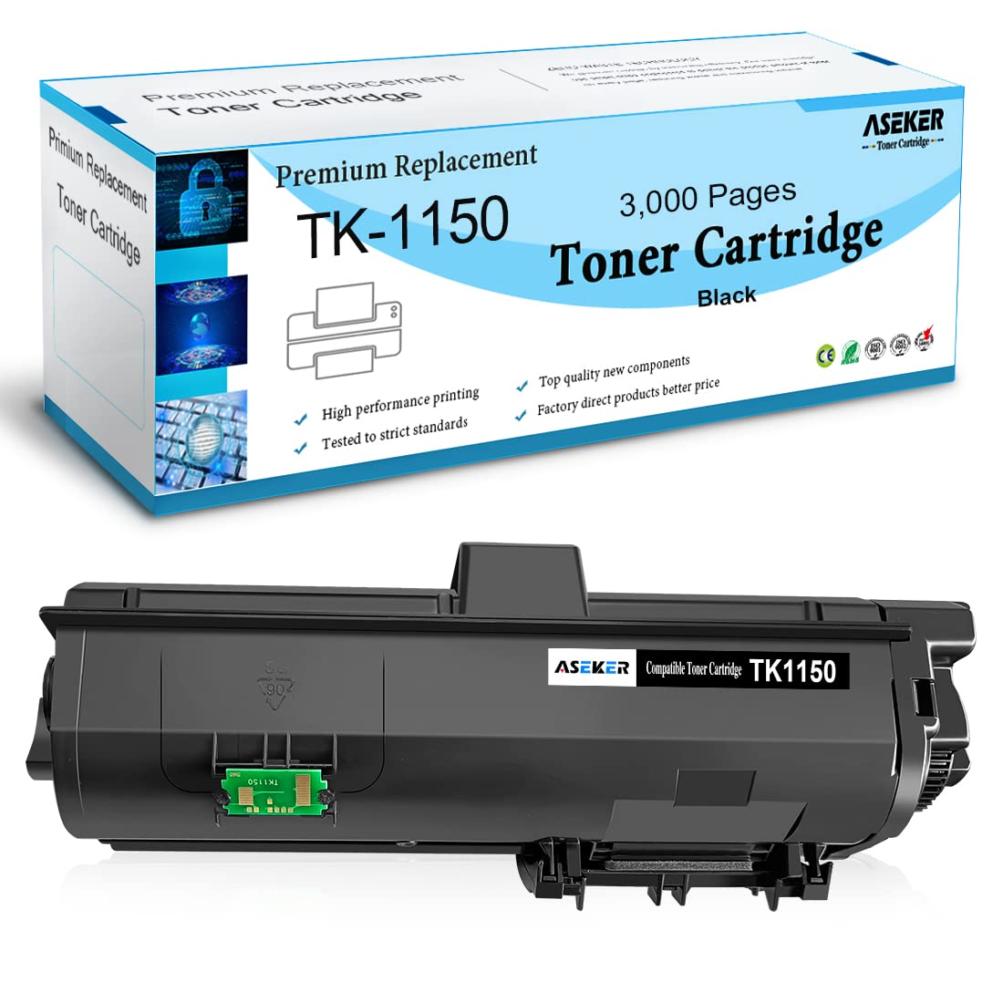 ASEKER Compatible TK1150 TK-1150 Toner Cartridge 1T02RT0NL0 for Kyocera ECOSYS M2135dn M2635dn M2635dw M2735dw P2235dn P2235dw Printers 3000 Pages ( Black )