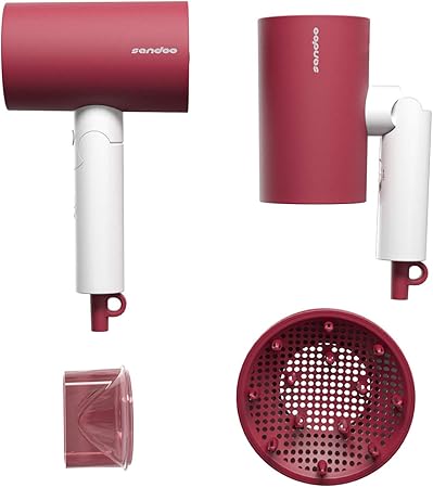 Amazon Co Jp Sandooヘアドライヤー 1400w大風量乾きが速 00万 Cm マイナスイオンヘアケア サーモスタットヘアドライヤー 髪質を損傷せず 風量2段階 風温3段階 順滑ノズル カールディフューザーが付属 折りたたみ式 家庭用 旅行用ドライヤー 18ヶ月メンテナンス