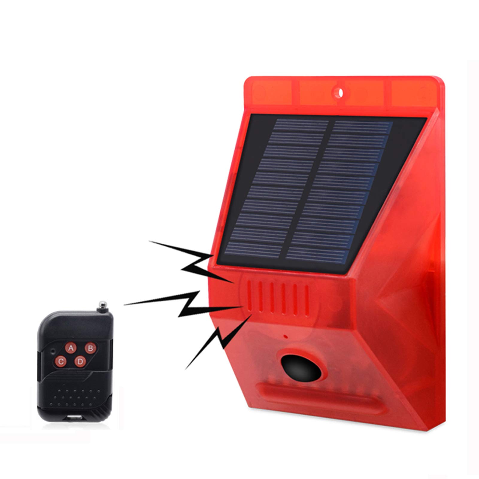 Solar Alarm Lamp with Remote Control, KEEDA Motion Sensor Strobe Light, 129db Sound Security Siren Lights Animal Theft Deterrent Repeller for Outdoor Farm,Barn,Villa,Yard, Garden