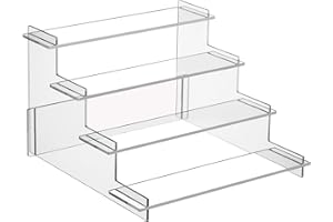 HENABLE 4 Tier Acrylic Display Risers, Perfume Organizer Stand, Cupcake Stand Holder, Clear Shelf Risers for Display Stands for Funko POP Figure, Dessert Shelves for Party, Decoration