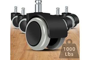 OMYOFFICE Office Chair Caster Wheels Replacement(Set of 5) for Hardwood Floors and Carpet- Heavy Duty Caster Support up to 1000bls, Office Rubber Chair Wheels,2 inch,Universal Size (Grey)