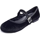 FEVERSOLE Women's Soft Cushion Extra Padded Comfort Round Toe Mary Jane Metal Buckle Fashion Ballet Flats Walking Shoes