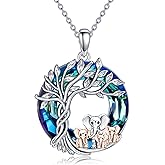 TOUPOP Elephant Necklace 925 Sterling Silver Crystal Elephant Family Pendant Necklace Birthday Christmas Gifts for Women