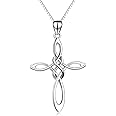 Celtic Knot Cross Necklace,Celtic Cross Dangle Earrings 925 Sterling Silver Polished Religious Infinity Love Irish Celtics jewelry for Women Girls
