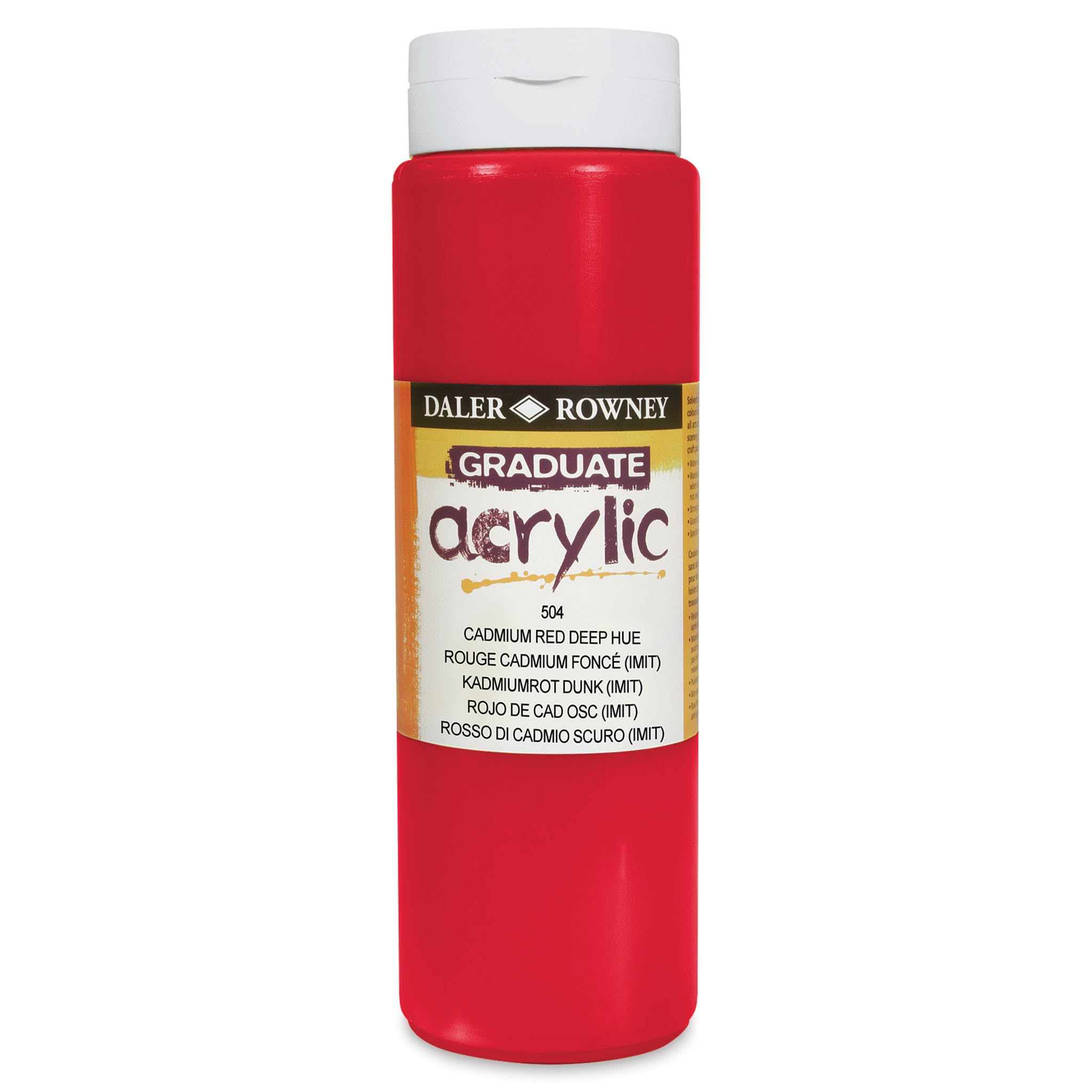 Daler-Rowney Graduate Acrylic Paint, Plastic Bottle, 16.91oz - 500 ml, Cadmium Red Deep Hue