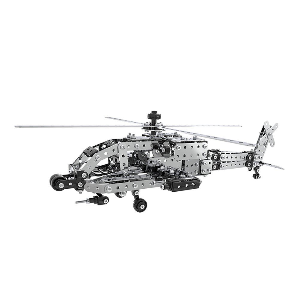 HeavenSense 620Pcs Apache Helicopter Intelligent Construction Set 3D Stainless Steel Model Kit DIY Gift Model Building Educational Toys