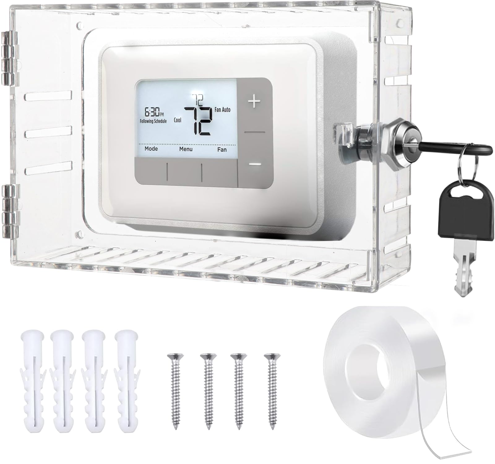 Photo 1 of GYFVBH Thermostat Lock Box with Key Thermostat Lock Box Large Thermostat Cover with Lock Universal Clear Thermostat Guard for Thermostats on Wall Fits 6.3''*4.72''*2.2'' or Smaller