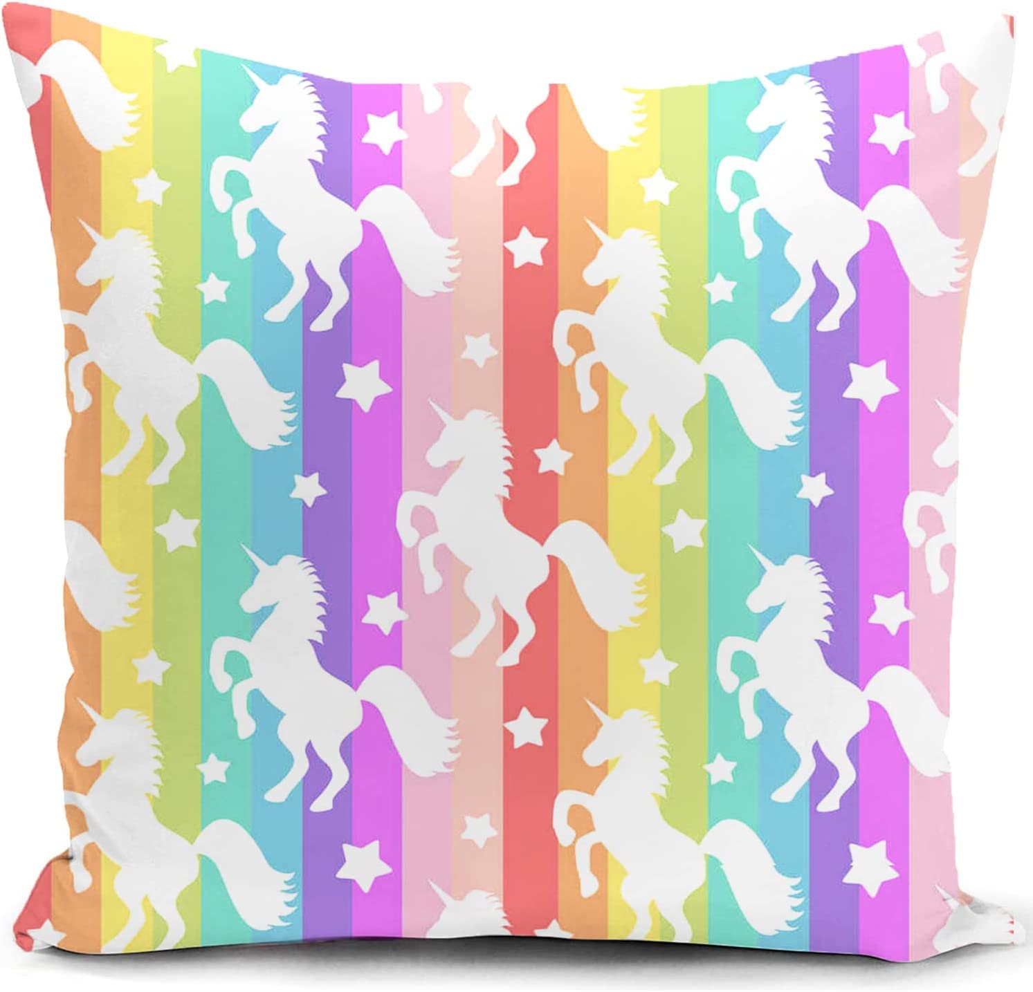 HUASHUZI Unicorn Cushion Cover Rainbow Girl Bedroom Accessories Gifts for Women Throw Pillow Case Cute Kids Childrens Colorful Decor Home for Livingroom Sofa Decorations 18"x18"(45x45cm) — image 1