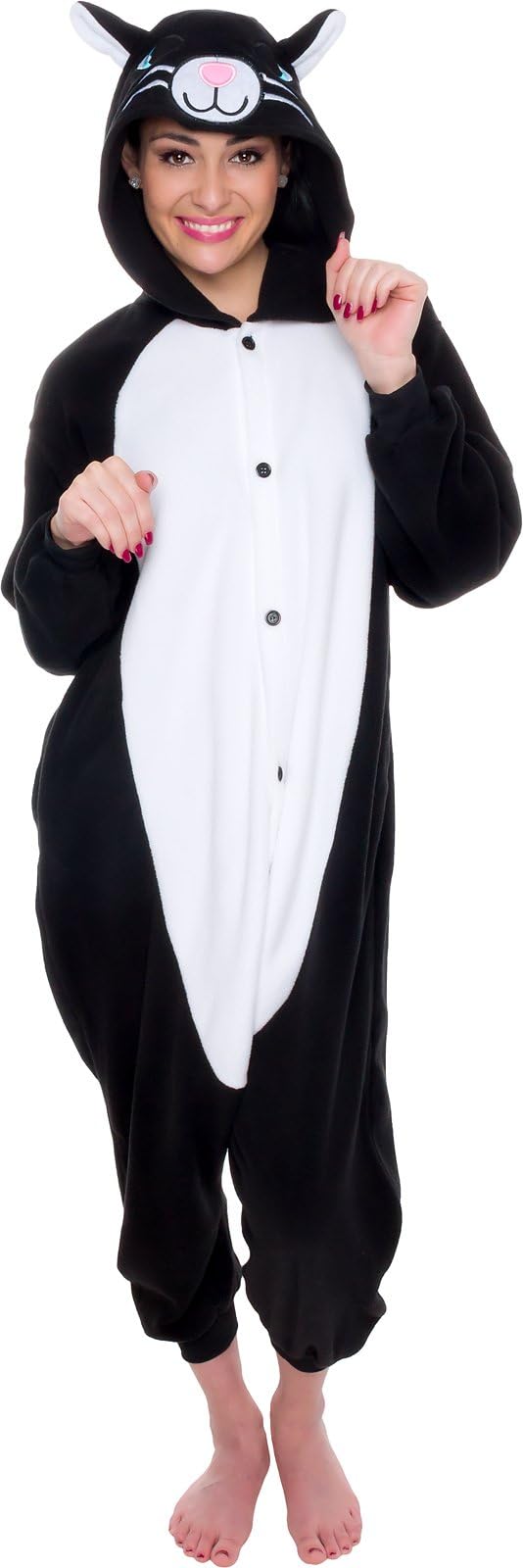 Silver LillyAdult Onesie Halloween Costume - Animal and Sea Creature - Plush One Piece Cosplay Suit for Adults, Women and Men FUNZIEZ!