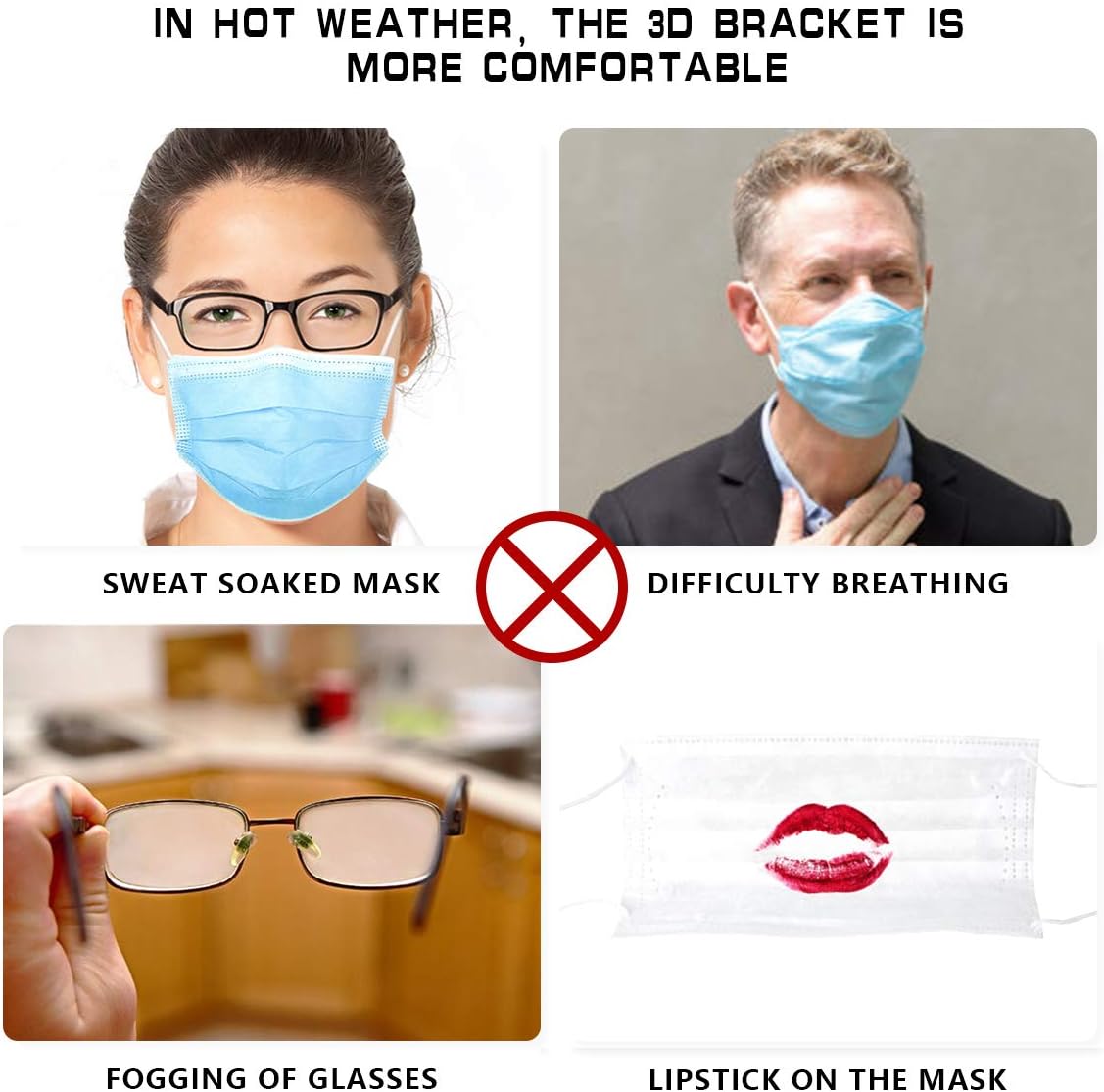 3D Face Bracket for Comfortable Breathing, Inner Support Frame|Under Frame Lipstick Protector Keep Fabric off Mouth to Create More Breathing Space, Reusable Washable Translucent White Pack of 5 - - 