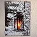 BANBERRY DESIGNS LED Wall Art - Winter Lantern Lighted Canvas - Light Up Snowy Scene With a Glowing Black Lantern - Light Up Canvas Print - Christmas Wall Art - Measures 11.75