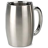 RSVP International Brushed Stainless Steel Barware Collection, Double Wall Beer Mug