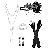 PLULON 6 Pcs 1920s Flapper Accessories for Women, Great Gatsby Flapper Accessories Fashion Roaring 20s Costume for Women