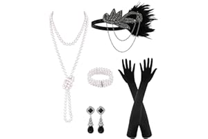 PLULON 6 Pcs 1920s Flapper Accessories for Women, Great Gatsby Flapper Accessories Fashion Roaring 20s Costume for Women
