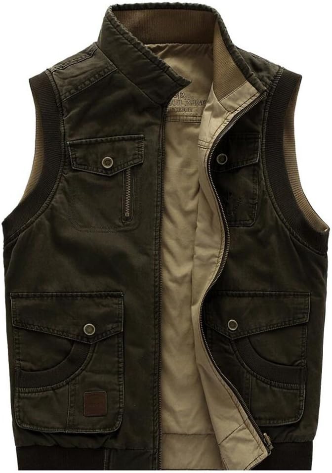 Amoystyle Men's Durable Reversible Outdoor Travel Vests Casual Waistcoat