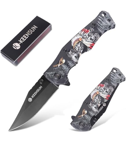 Amazon.com: SZCO 7.75” Red Titanium Finished Predator EDC Folding