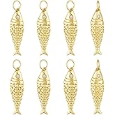 BENECREAT 8Pcs Brass Fish Charms, Gold & Platinum Sea Animal Fish Shaped Pendants for DIY Bracelet Necklace Earrings Jewelry Making