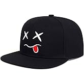 GwainShiang Embroidery Hip Hop Baseball Cap,Flat Brim Streetwear Unisex Adjustable Snapback Hat for Men Women,Street Style