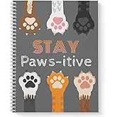 Gotcha Covered Notebooks Softcover Stay Pawsitive 8.5" x 11" Pet Spiral Notebook/Journal, 120 Wide Ruled Pages, Durable Gloss Laminated Cover, White Wire-o Spiral. Made in the USA