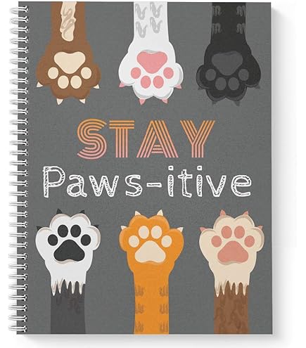 Funny Black Cat Notebook - 'No Thoughts Head Empty' Lined Spiral Journal 5.5x8.3 Inches For School & Office