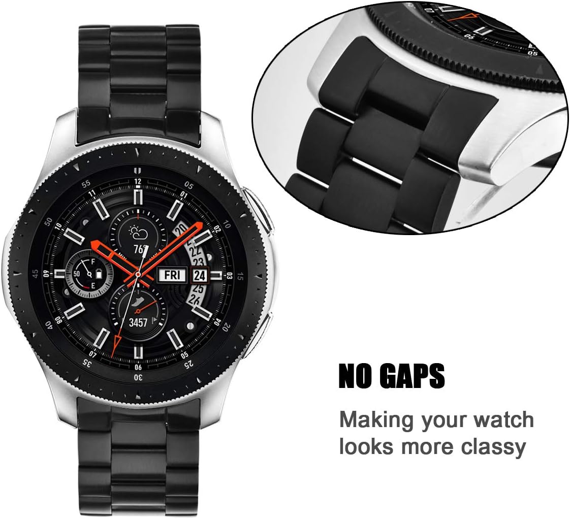 V-MORO Strap Compitable for Gear S3 Frontier /Classic Watch Straps/Galaxy Watch 46mm (2019/)Straps,22mm Black Solid Metal Stainless Steel Replacement Bracelet Strap for Gear S3 /Galaxy Watch 46mm(2019) - Image 4