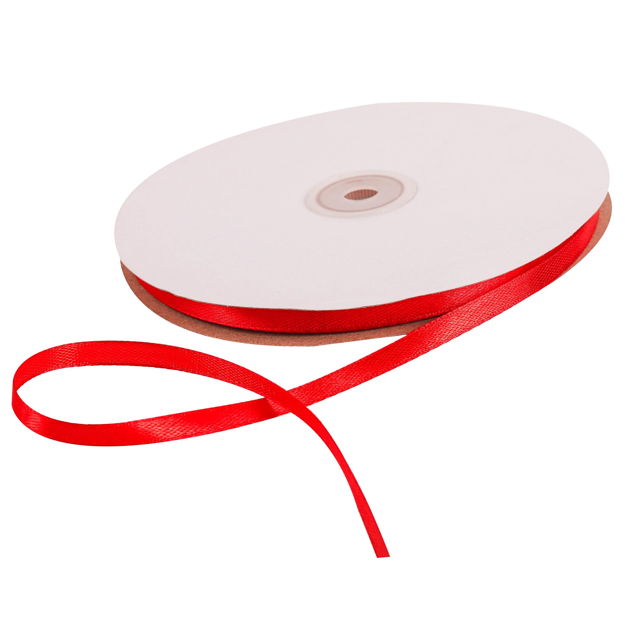 6mm Red Ribbon for Gift Wrapping 91M,Red Satin Ribbon Fabric 6mm Wrapping String for Crafting Hair Bow Christmas Cake Wedding Party Balloon Car Ribbon Decoration