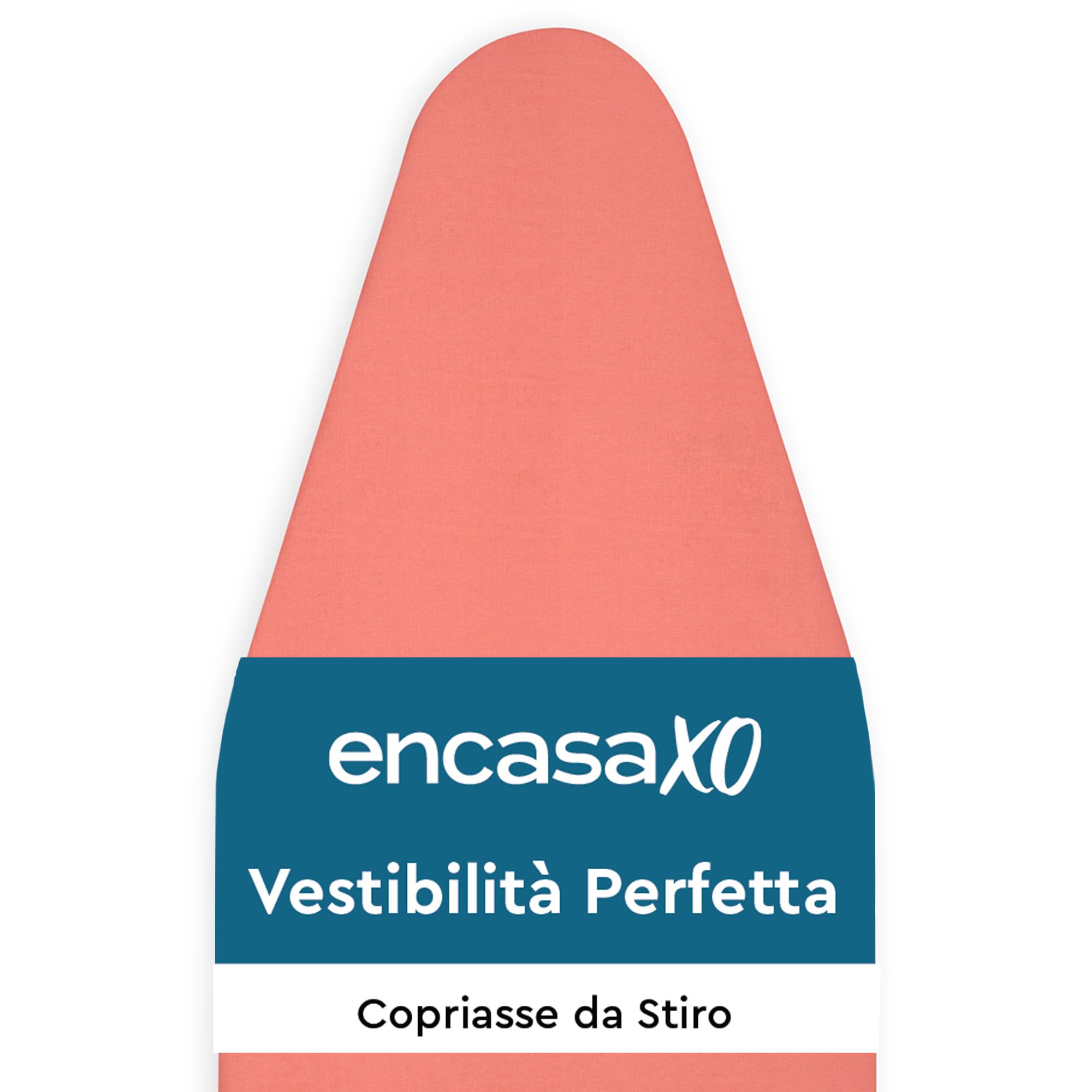 Encasa XO Mini Ironing Board Cover with Extra Thick Pad, Plain Colors, Elasticated, (Fits Standard Medium Boards of 112x34 cm) Heat Reflective - Coral