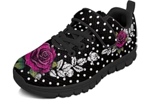 Yreiwoby Girls Tennis Shoes Hook and Loop Kids Running Shoes for Outdoor Activities