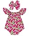 Baby Girls Pink Watermelon Print Ruffle Sleeve Boat Neck Romper With Headband (12-18M(Tag90), Pink)