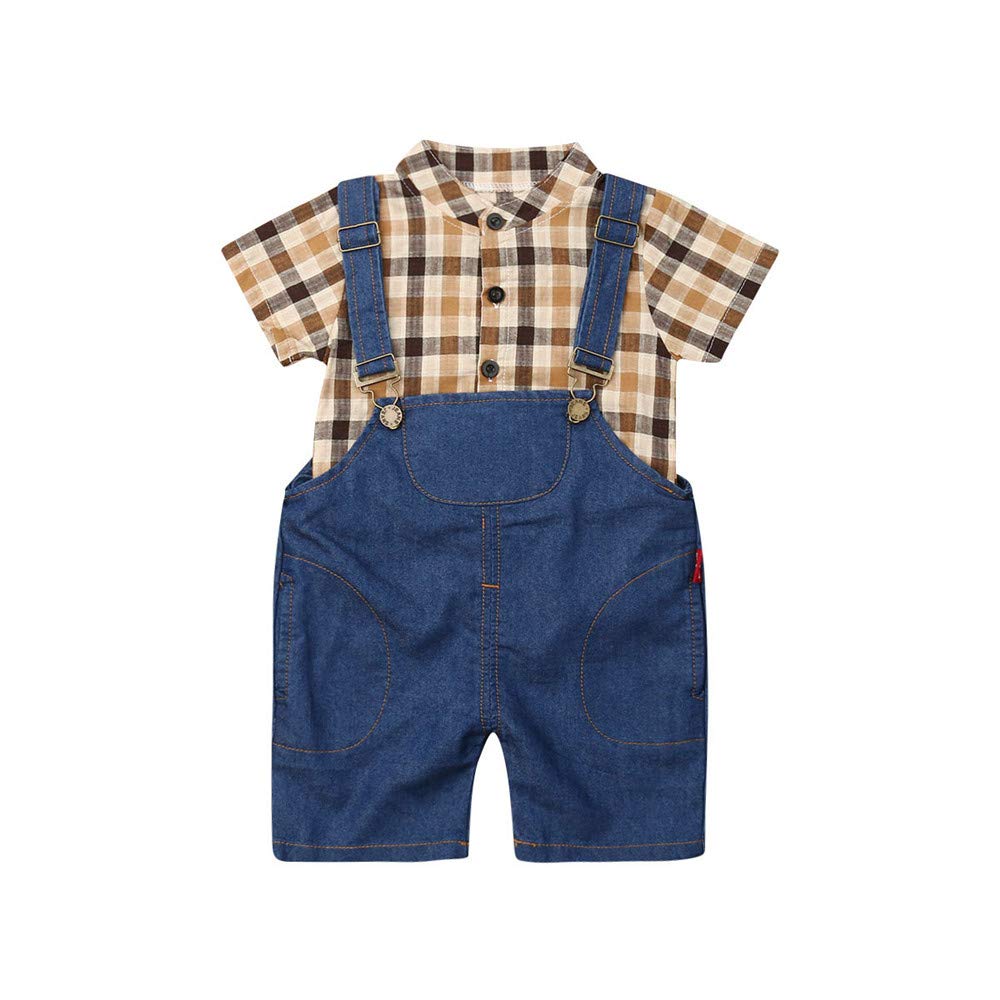 baby boy plaid overalls
