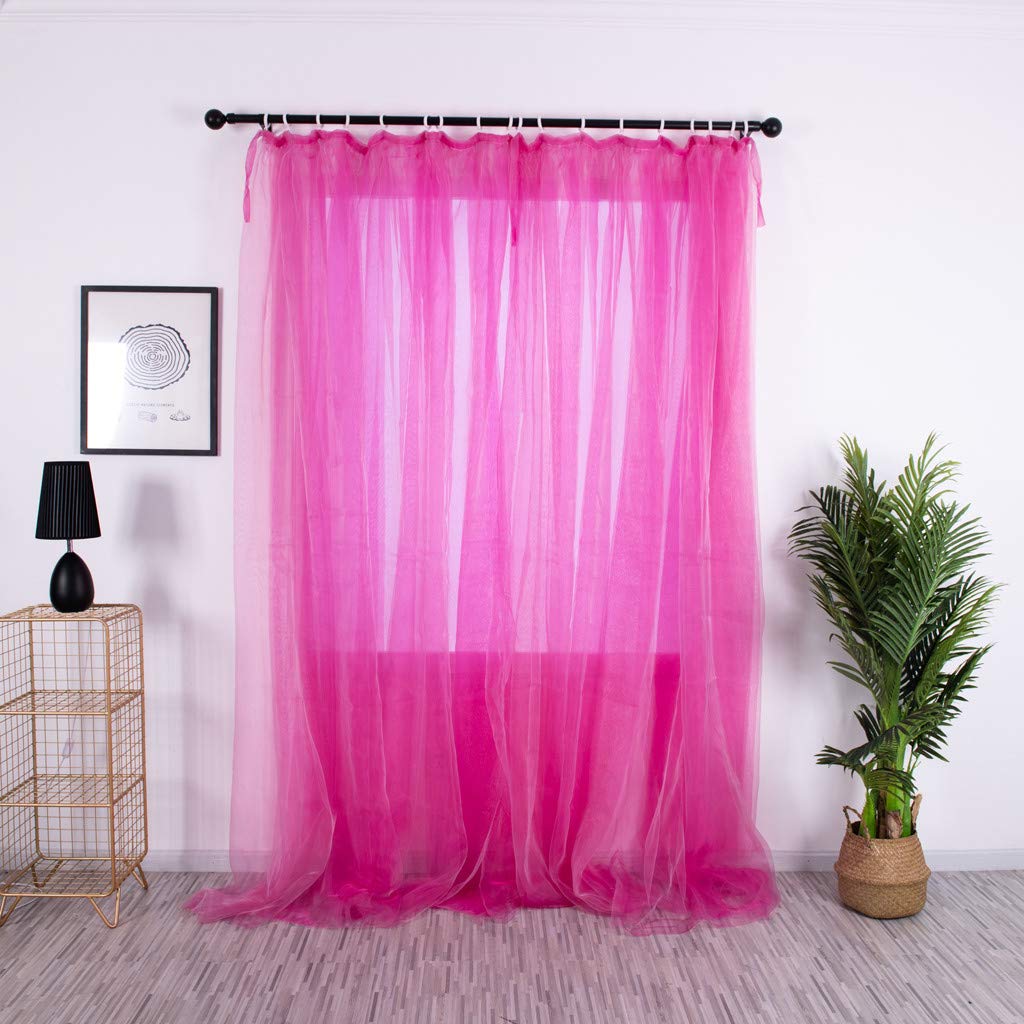 Hot Pink Iuhan Sheer Bathroom Shower Door Window Curtain Drape