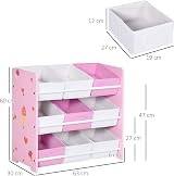 ZONEKIZ Kids Storage Unit Toy Box Organiser Bookshelf Pink Nine Baskets view 3