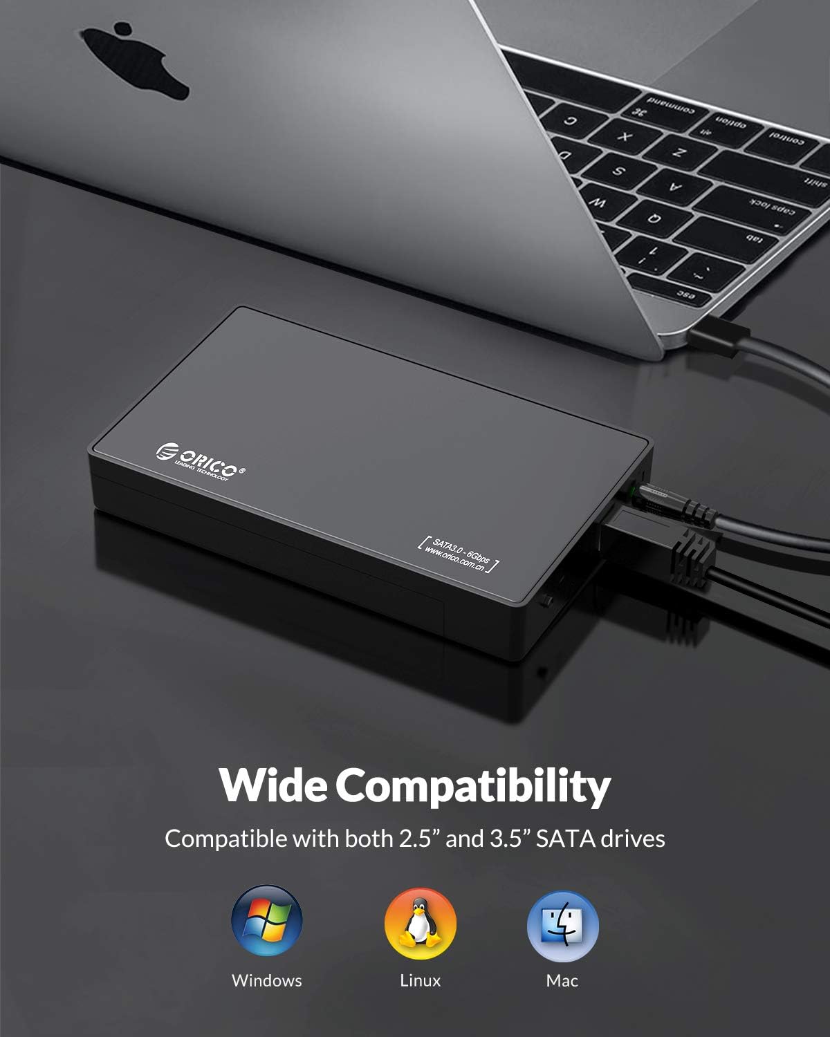 ORICO Toolfree USB 3.0 to SATA External 3.5 Hard Drive Enclosure Case for 3.5 SATA HDD and SSD[Support UASP and 16TB Drives]: Computers & Accessories