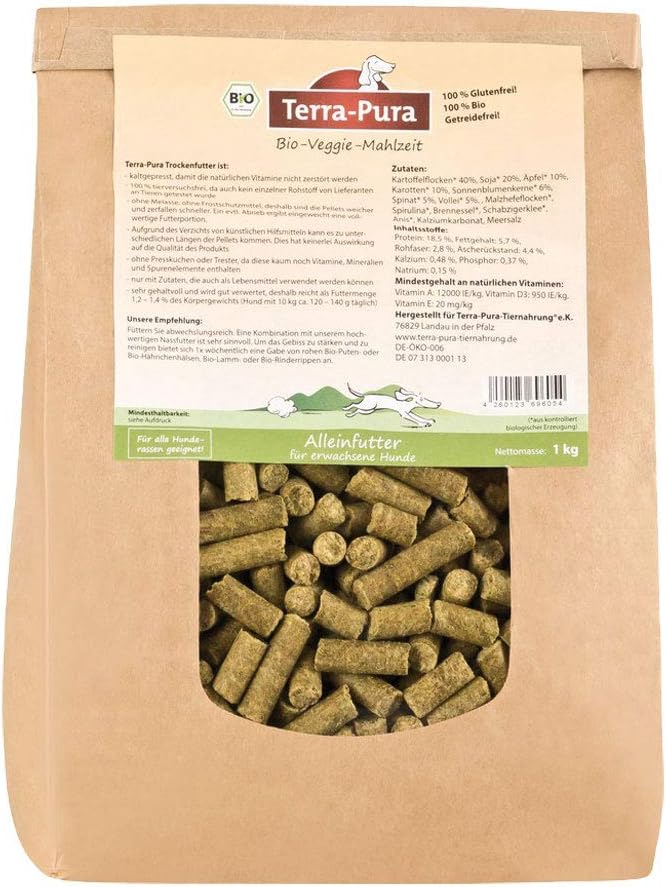 Terra Pura Vegetarian Organic Dog Food 1 kg – Pack of 1 x 1 Kg