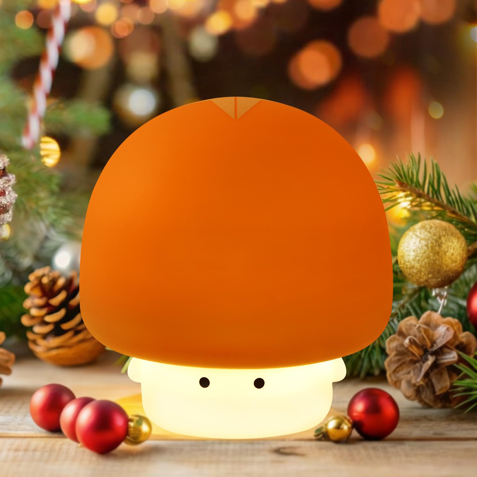 YISUN Night Light for Kids, Squishy Silicone Cute Mushroom Lamp, Rechargeable Dimmable Portable Bedside Touch Lamp for Toddler Bedroom and Kid Room Decor — image 1