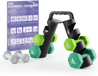 PhysKcal Dumbbells Set with Stand 2x1kg 2x2kg 2x3kg Home Gym
