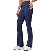 Willit Women's Fleece Lined Pants Thermal Leggings Winter Bootcut Yoga Pants Zipper Pockets Flare High Waist Water Resistant