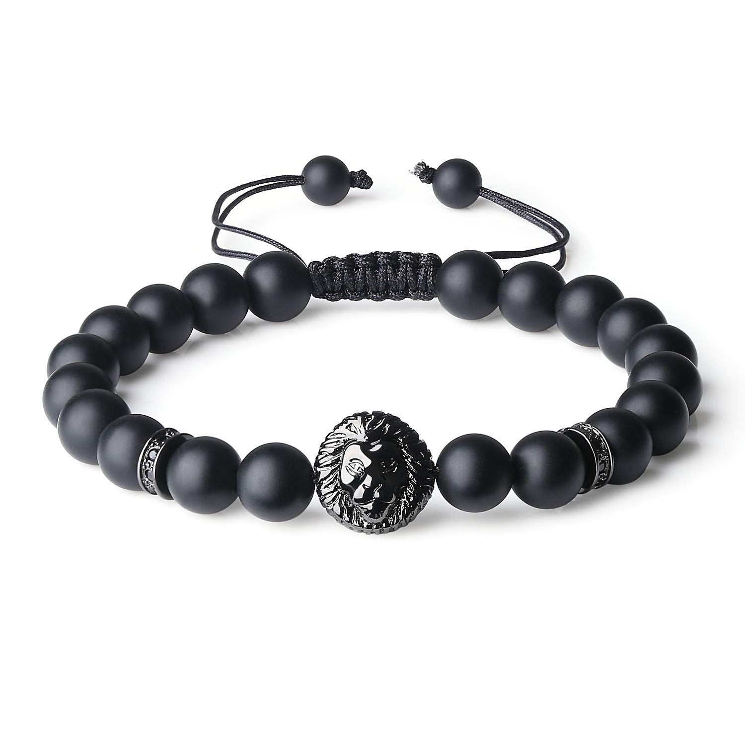 COAI Healing Crystal Onyx Stone Beaded Lion Bracelet
