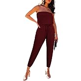 Fixmatti Women Tube Top Romper Strapless Bandeau Cold Shoulder Jumpsuit Outfits