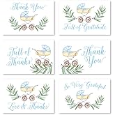 Hadley Designs Baby Shower Thank You Cards with Envelopes - 24 Baby Boy Thank You Cards for Gift, 4x6 Boy Thankyou Notes Babyshower Sprinkle, Cute Blue Carriage Shower Thanks Card