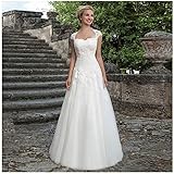 G-W Vestido de Novia Vestido de Novia Vestido de Dama de Honor Fuera del Hombro Encaje de Ganchillo Longitud del Piso Doble Vestido de Novia de Cola de Pez Marfil, Blanco Puro, US:14 (4XL)